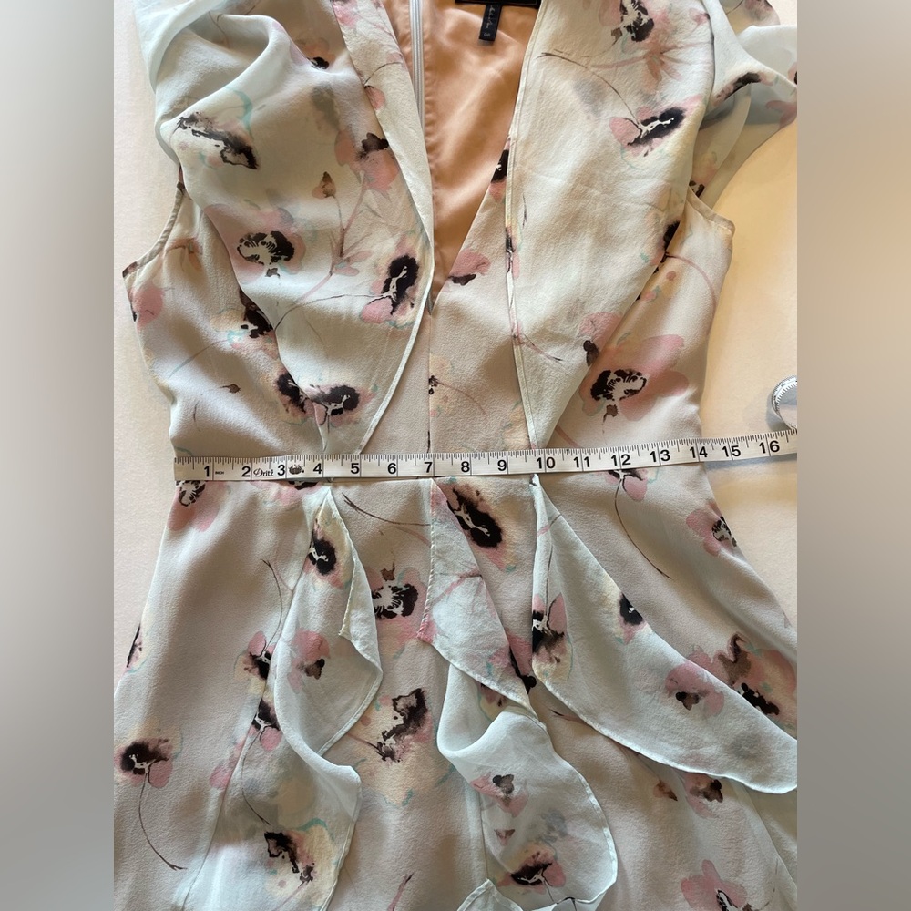 BCBGMaxAzria 100% silk maple dress in pearl blue floral combo size 6 retail $198 - Picture 9 of 11